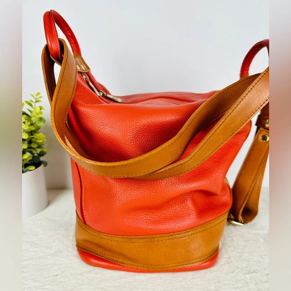 RARE Vintage Valentina Coral Convertible Bucket Bag Leather